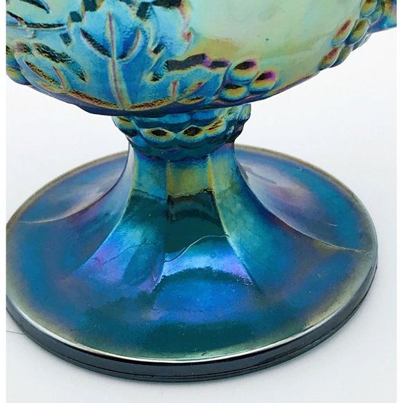 Indiana Colony Carnival Glass Creamer Blue Harvest Grape Vintage Iridescent - Picture 6 of 8